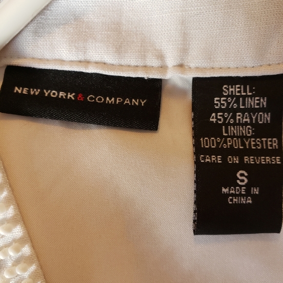 White Linen Summer Sleeveless Mini Dress, Lined - Picture 4 of 5